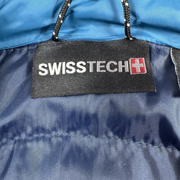 SwissTech Men Puffer Vest L Blue Lightweight Packable Quilted Insulated Gorpcore - Picture 6 of 12